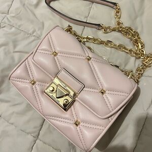 Pink Quilted Chain Shoulder Bag